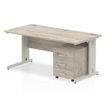 Impulse 1600mm Cable Managed Straight Desk With Mobile Pedestal - Rogey