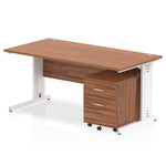 Impulse 1600mm Cable Managed Straight Desk With Mobile Pedestal - Rogey