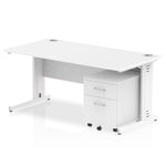 Impulse 1600mm Cable Managed Straight Desk With Mobile Pedestal - Rogey