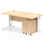 Impulse 1600mm Cable Managed Straight Desk With Mobile Pedestal - Rogey