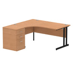 Impulse 1600mm Cantilever Left Crescent Desk Workstation - Rogey