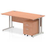 Impulse 1600mm Cantilever Straight Desk With Mobile Pedestal - Rogey