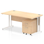 Impulse 1600mm Cantilever Straight Desk With Mobile Pedestal - Rogey