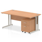 Impulse 1600mm Cantilever Straight Desk With Mobile Pedestal - Rogey