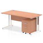 Impulse 1600mm Cantilever Straight Desk With Mobile Pedestal - Rogey