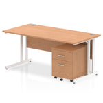 Impulse 1600mm Cantilever Straight Desk With Mobile Pedestal - Rogey