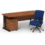 Impulse 1600mm Cantilever Straight Desk With Mobile Pedestal and Chiro Medium Back Blue Operator Chair - Rogey