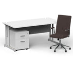 Impulse 1600mm Cantilever Straight Desk With Mobile Pedestal and Ezra Brown Executive Chair - Rogey