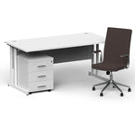 Impulse 1600mm Cantilever Straight Desk With Mobile Pedestal and Ezra Brown Executive Chair - Rogey