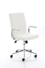 Impulse 1600mm Cantilever Straight Desk With Mobile Pedestal and Ezra White Executive Chair - Rogey