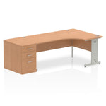 Impulse 1800mm Cable Managed Right Crescent Desk Workstation - Rogey