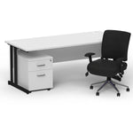 Impulse 1800mm Cantilever Straight Desk With Mobile Pedestal and Chiro Medium Back Black Operator Chair - Rogey