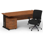 Impulse 1800mm Cantilever Straight Desk With Mobile Pedestal and Chiro Medium Back Black Operator Chair - Rogey