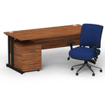 Impulse 1800mm Cantilever Straight Desk With Mobile Pedestal and Chiro Medium Back Blue Operator Chair - Rogey