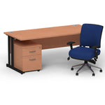 Impulse 1800mm Cantilever Straight Desk With Mobile Pedestal and Chiro Medium Back Blue Operator Chair - Rogey