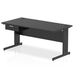 Impulse Cable Managed Straight Desk Black Frame With Single One Drawer Fixed Pedestal - Rogey