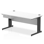 Impulse Cable Managed Straight Desk Black Frame With Single One Drawer Fixed Pedestal - Rogey