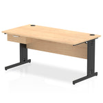 Impulse Cable Managed Straight Desk Black Frame With Single One Drawer Fixed Pedestal - Rogey