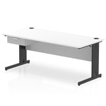 Impulse Cable Managed Straight Desk Black Frame With Single One Drawer Fixed Pedestal - Rogey