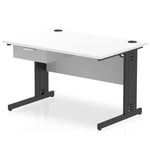 Impulse Cable Managed Straight Desk Black Frame With Single One Drawer Fixed Pedestal - Rogey