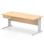 Impulse Cable Managed Straight Desk Silver Frame With Single One Drawer Fixed Pedestal - Rogey