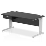 Impulse Cable Managed Straight Desk Silver Frame With Single One Drawer Fixed Pedestal - Rogey