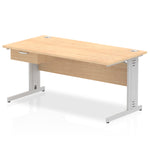 Impulse Cable Managed Straight Desk Silver Frame With Single One Drawer Fixed Pedestal - Rogey