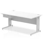 Impulse Cable Managed Straight Desk Silver Frame With Single One Drawer Fixed Pedestal - Rogey