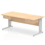 Impulse Cable Managed Straight Desk Silver Frame With Two One Drawer Fixed Pedestals - Rogey