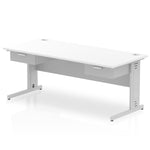 Impulse Cable Managed Straight Desk Silver Frame With Two One Drawer Fixed Pedestals - Rogey