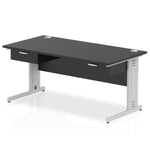 Impulse Cable Managed Straight Desk Silver Frame With Two One Drawer Fixed Pedestals - Rogey