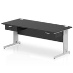 Impulse Cable Managed Straight Desk Silver Frame With Two One Drawer Fixed Pedestals - Rogey