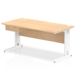 Impulse Cable Managed Straight Desk White Frame With Single One Drawer Fixed Pedestal - Rogey