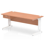 Impulse Cable Managed Straight Desk White Frame With Single One Drawer Fixed Pedestal - Rogey