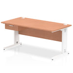 Impulse Cable Managed Straight Desk White Frame With Single One Drawer Fixed Pedestal - Rogey