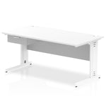 Impulse Cable Managed Straight Desk White Frame With Single One Drawer Fixed Pedestal - Rogey