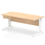 Impulse Cable Managed Straight Desk White Frame With Single One Drawer Fixed Pedestal - Rogey