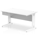 Impulse Cable Managed Straight Desk White Frame With Single One Drawer Fixed Pedestal - Rogey