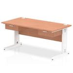 Impulse Cable Managed Straight Desk White Frame With Two One Drawer Fixed Pedestals - Rogey