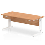 Impulse Cable Managed Straight Desk White Frame With Two One Drawer Fixed Pedestals - Rogey