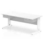 Impulse Cable Managed Straight Desk White Frame With Two One Drawer Fixed Pedestals - Rogey