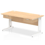 Impulse Cable Managed Straight Desk White Frame With Two One Drawer Fixed Pedestals - Rogey