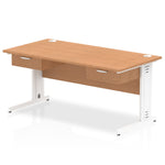 Impulse Cable Managed Straight Desk White Frame With Two One Drawer Fixed Pedestals - Rogey