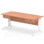 Impulse Cable Managed Straight Desk White Frame With Two One Drawer Fixed Pedestals - Rogey