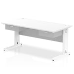 Impulse Cable Managed Straight Desk White Frame With Two One Drawer Fixed Pedestals - Rogey