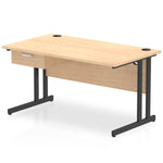 Impulse Cantilever Straight Desk Black Frame With Single One Drawer Fixed Pedestal - Rogey