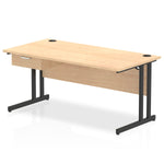 Impulse Cantilever Straight Desk Black Frame With Single One Drawer Fixed Pedestal - Rogey