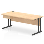 Impulse Cantilever Straight Desk Black Frame With Single One Drawer Fixed Pedestal - Rogey