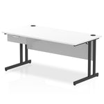 Impulse Cantilever Straight Desk Black Frame With Single One Drawer Fixed Pedestal - Rogey