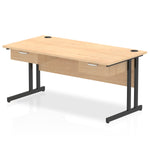 Impulse Cantilever Straight Desk Black Frame With Two One Drawer Fixed Pedestals - Rogey